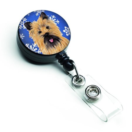 CAROLINES TREASURES Cairn Terrier Winter Snowflakes Holiday Retractable Badge Reel SC9375BR